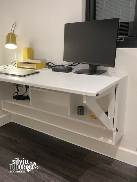 Folding Desk Office, Folding Desk With Storage, Desk Foldable Space Saving, Fold Out Office Desk, Fold Up Office Desk, Tiny Room Desk Ideas, Tiny Space Desk, Foldaway Desk Home Office, Fold Down Desk Ideas