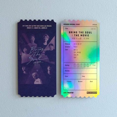 #BTS || Bring The Soul: The movie || Tickets for the movie in Korea 💜 Movie Ticket Aesthetic, Ticket Aesthetic, Soul Movie, Movie Ticket, Movie Date, Two Year Anniversary, Movie Dates, Magic Shop, Movie Releases