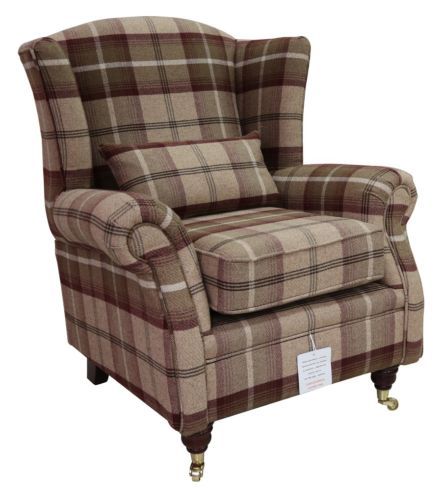 Fabric Wing Chairs - UK Handcrafted Furniture at Designer Sofas 4U Colonial House Interior, Plaid Chair, Pretty Furniture, Design For Beginners, High Back Armchair, Winged Armchair, Fireside Chairs, Wing Chair, Hand Crafted Furniture