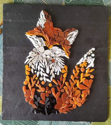 Mosaic Fox Patterns, Mosaic Animals Easy, Mosaic Rock Art, Mosaic Fox, Fox Mosaic, Mosaic Designs Pattern, Animal Mosaic, Stained Glass Mosaic Art, Butterfly Mosaic