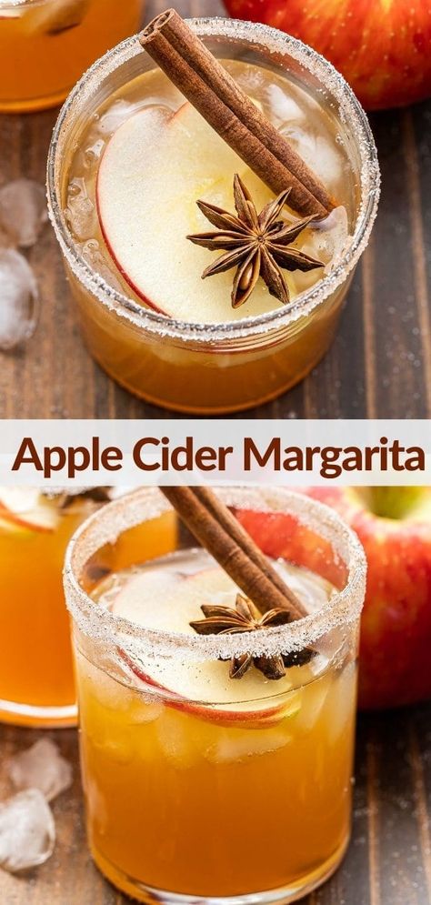 Margaritas, Cider Margarita Recipe, Apple Cider Margarita, Cider Margarita, Spooky Drinks, Apple Cider Drink, Cider Drinks, Apple Cider Cocktail, Apple Cocktail