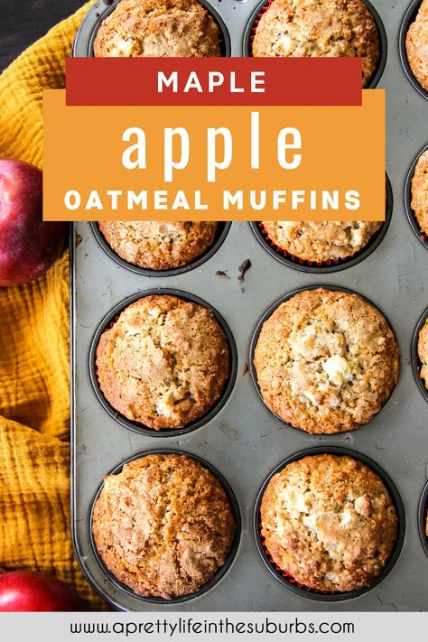 Apple Cinnamon Oatmeal Muffins, Cinnamon Oatmeal Muffins, Apple Oatmeal Muffins, Apple Cinnamon Oatmeal, Apple Muffins, Healthy Muffin Recipes, Homemade Muffins, Quit Drinking, Oatmeal Muffins