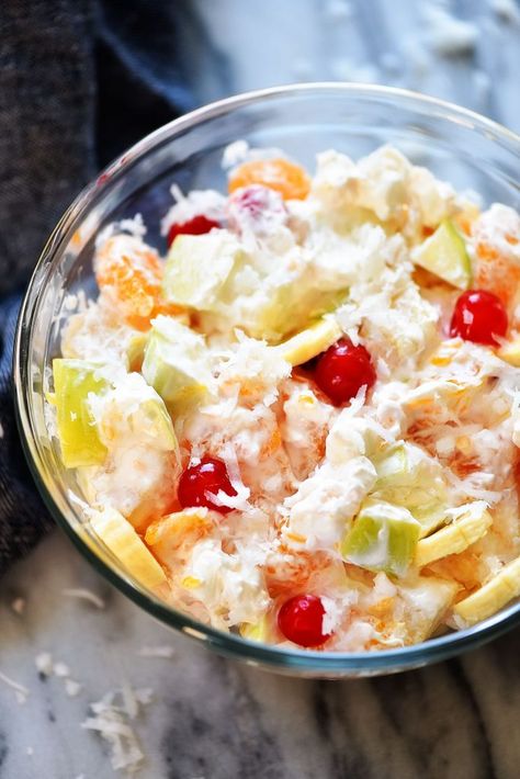 Creamy Fruit Salad Creamy Fruit Salad Recipe, Creamy Fruit Salad, Creamy Fruit Salads, Fruit Salad Recipe, Kitchen Science, Fruit Salad Recipes, Functional Kitchen, Delicious Fruit, Yummy Sides