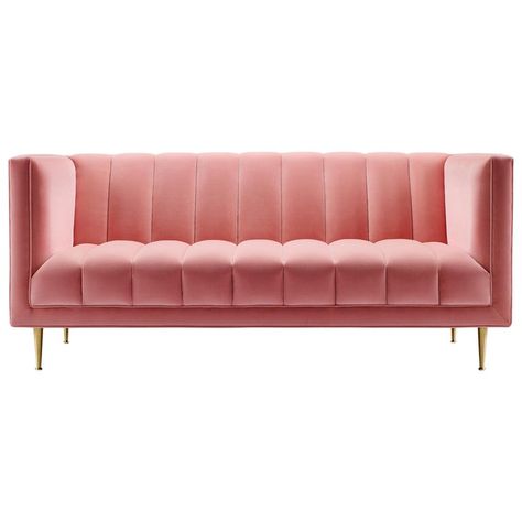 Reading Nooks, Italian Modern Sofa, Sofas Vintage, Velvet Furniture, Modern Leather Sofa, Brass Legs, Pink Sofa, Sofa Material, Three Seat Sofa