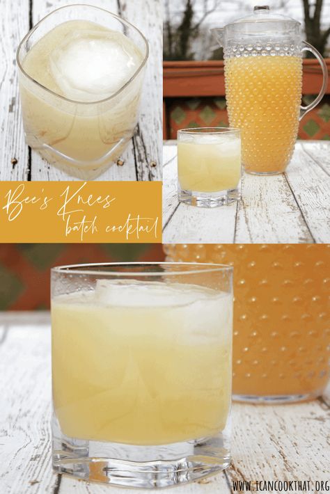 Bee’s Knees Cocktail, Bees Knees Cocktail Recipe, Big Batch Bourbon Cocktails, Honey Cocktail Recipes, Batch Cocktail Recipes, White Wine Garlic Sauce, Big Batch Cocktails, Mystery Ideas, Mussels In White Wine