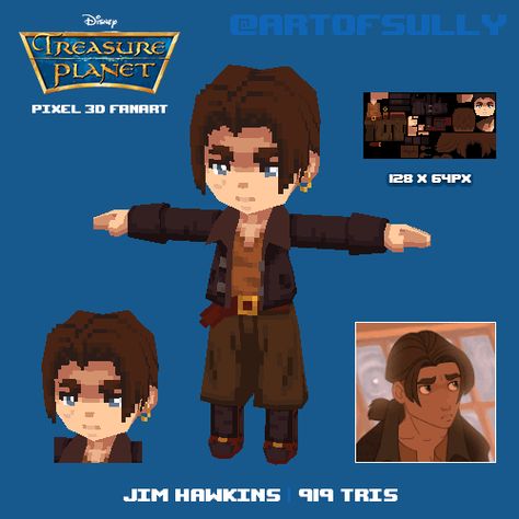 Low Poly Pixel Art, Sleepy Gif, Lowpoly Pixelart, Youtube Avatar, Alien Dress, Lowpoly Character, 8bit Pixel Art, Treasure Planet Jim, Jim Hawkins Treasure Planet