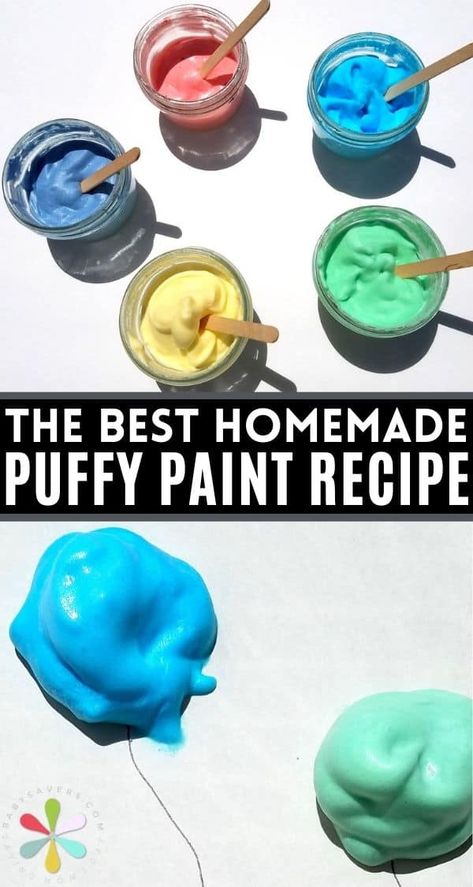 Puffy Paint Diy, Make Puffy Paint, Puffy Paint Crafts, Puffy Paint Recipe, Diy Puffs, Homemade Puffy Paint, Diy Puffy Paint, Shaving Cream Painting, Prek Crafts