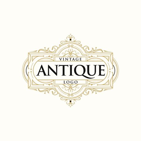 Rococo Logo Design, Ornate Logo Design, Antique Store Logo, Antique Graphic Design, Classic Logo Luxury, Victorian Logo Design, Victorian Branding, Antique Logo Design, Royal Logo Design