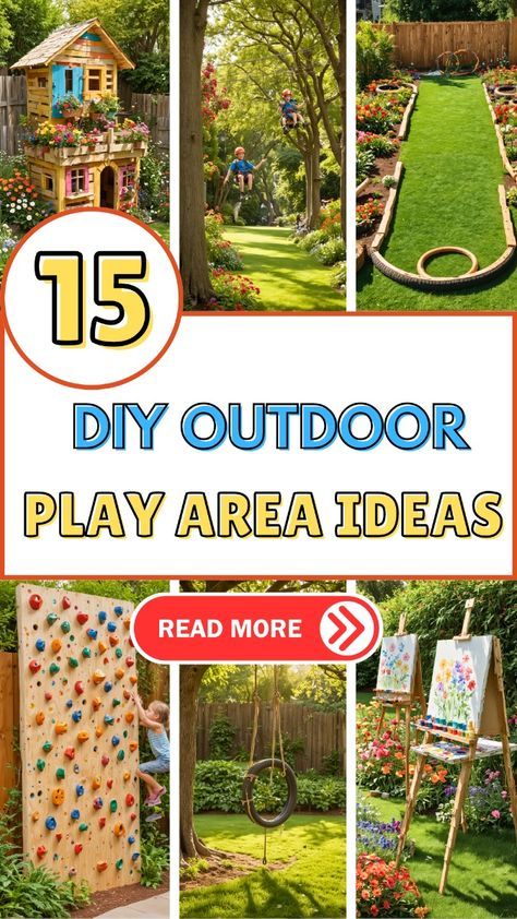 Looking for affordable ways to create an exciting outdoor play area for your kids? Check out these budget-friendly DIY projects that will turn your backyard into a wonderland! Learn how to build swings, sandboxes, and interactive play zones with easy-to-follow instructions. Click to find out how you can make your outdoor space a safe and fun place for endless adventures. Get inspired today! Older Kids Outdoor Play Area, Preschool Outside Play Areas, Diy Kids Outside Play Area, Backyard Diy Play Area, Outdoor Preschool Playground Diy, Outdoor Play Areas Small Space, Play Areas For Kids Outdoor, Kids Patio Ideas, Diy Backyard Water Park