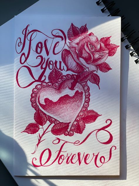 Art Style Drawing, Cute Heart Drawings, Drawings For Him, Valentine Drawing, Heart Drawings, Organizator Grafic, Valentines Day Drawing, Chicano Lettering, Drawings For Boyfriend