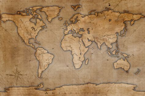 Vintage World Map Poster, Ancient Paper, Ancient World Maps, Maps Aesthetic, Cartography Map, Vintage Paper Printable, Word Map, Map Posters, Pirate Tattoo