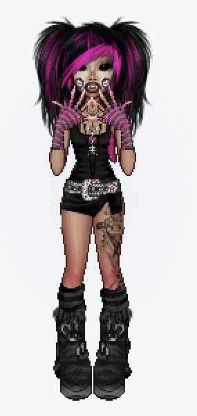 Kawaii, Emo Anime Outfits, Cartoon Goth Characters, Scene Everskies Outfits, Cuber Punk Outfits, Gothic Emo Outfits, Emo Outfit Skirt, Everskies Scene Outfits, Emo Fashion Girls Outfits