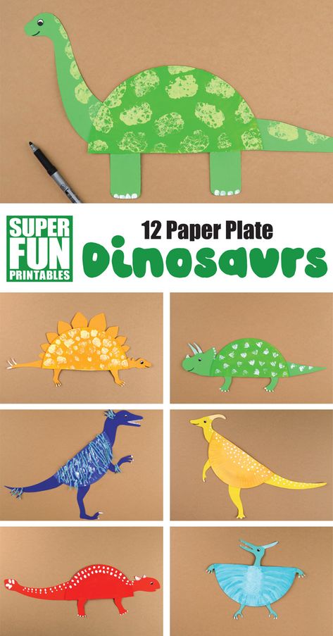 12 paper plate dinosaur crafts for kids - The Craft Train Dinosaur Crafts For Kids, Paper Plate Dinosaur, Dinosaur Crafts Kids, Kunst For Barn, Dinosaur Activities Preschool, Maluchy Montessori, Paper Plate Crafts For Kids, Dinosaur Activities, Dinosaur Crafts