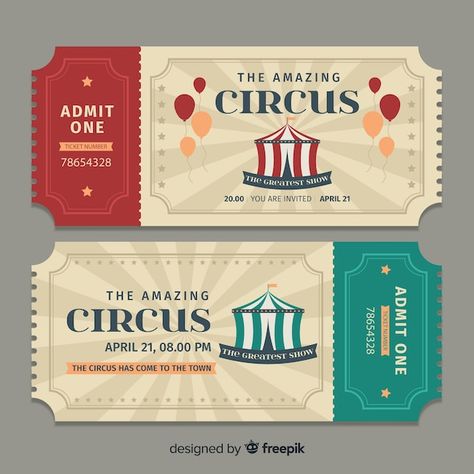 Circus Ticket, Cirque Vintage, Ticket Template Free, Circus Tickets, Carnival Tickets, Admit One Ticket, Concession Food, Ticket Design, Receipt Template