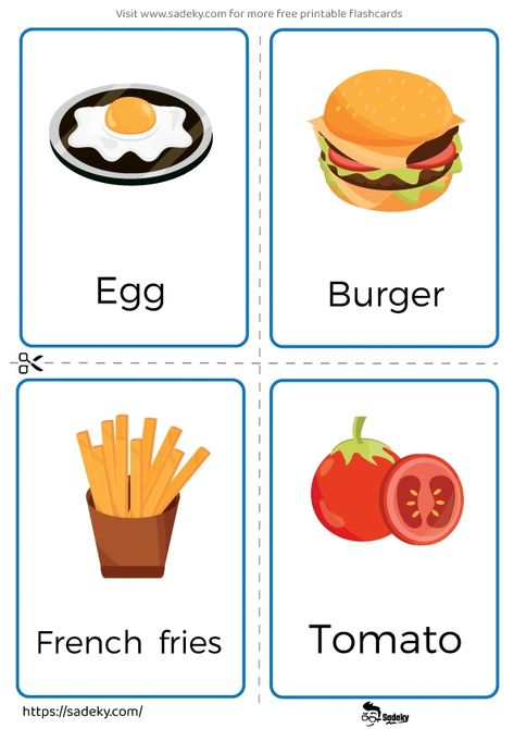 12 Free Food Flashcards Printable For Preschoolers | Sadeky Food Flash Cards Free Printable, Food Flashcards Free Printable, Flashcards For Kids Printables, Unhealthy Food Pictures, Food Flashcards, Flashcards Printable, Healthy And Unhealthy Food, Learning Languages Tips, Food Coloring Pages