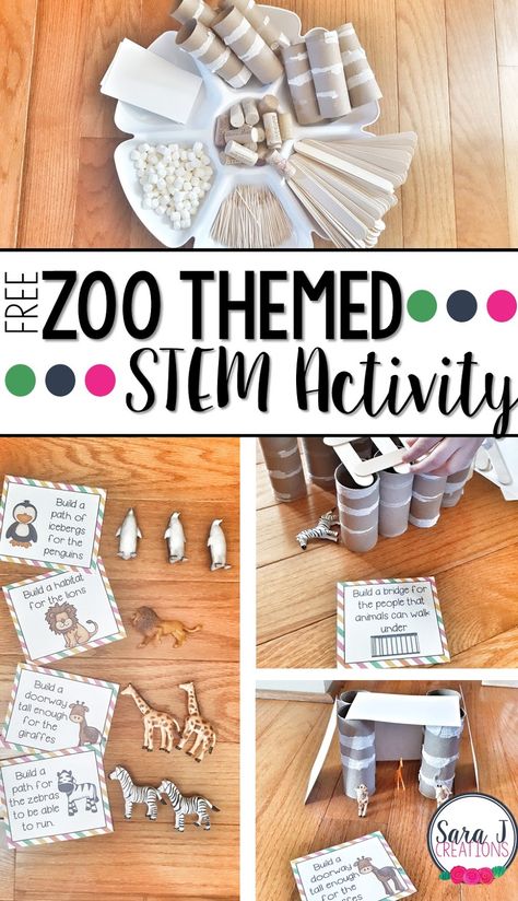 Free STEM challenges with a zoo theme. Fun for preschool or elementary aged kids. Preschool Zoo Activities, Kindergarten Stem, Stem Activities Preschool, Elementary Stem Activities, Zoo Activities, Steam Ideas, Zoo Theme, Preschool Stem, Stem Elementary