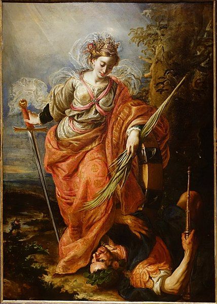 Saint Catherine of Alexandria Dominating the Emperor Maxentius, by Claudio Coello St Catherine Of Alexandria, Painting Studies, Saint Katherine, Saint Catherine Of Alexandria, Goddess Magick, Catherine Of Alexandria, Saint Catherine, 18th Century Paintings, The Garden Of Eden