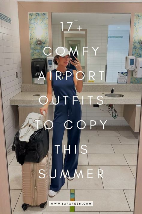 Looking for airport outfit ideas for your next trip? You'll love these stylish and comfortable travel outfits perfect for summer 2024, ensuring you fly in both style and ease. I’m sharing some of the best airport outfit ideas that will keep you cool and fashionable during your summer travels. These summer outfit ideas will help you step up your airport style. Read on to discover the top travel outfits for summer 2024, and get ready to travel in comfort and style. Happy travels! Plan Outfits For Travel, Summer Outfits For Airport, Travel Outfit Jeans, Leggings Airport Outfit Summer, Work Travel Outfit Plane, Travel Outfit Beach, Flight Outfits Women, Jogger Airport Outfit, Jumpsuit Airport Outfit