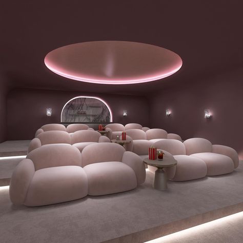 PMAH1 | Home cinema room Design & visualisation by @vict_designstudio #interiorarchitecture #homecinema #luxuryhome #pinkinteriors #homebar #bespokejoinery #interiordesign #cinemaroom #minimalinterior Movie Room At Home, Movie Theatre At Home, At Home Cinema Room, Home Cinema Room Design, Theatre Room Design, Movie Rooms In House, Modern Home Cinema, Mini Cinema Room, Home Theater Ideas Luxury