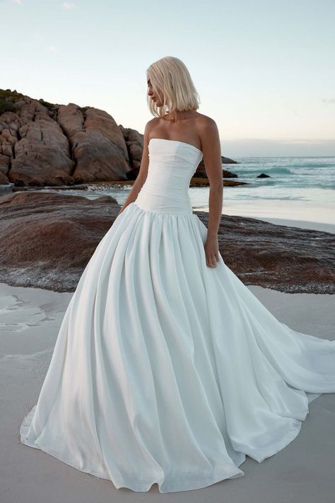 The Top 12 Wedding Dress Trends for Spring 2025 - Fashionista Drop Waist Wedding Dresses, 2024 Bridal Gowns, Drop Waist Wedding Dress Ball Gown, Deb Ball, Drop Waist Gown, Waist Wedding Dress, Chosen By Kyha, Drop Waist Wedding Dress, Stylish Wedding Dresses