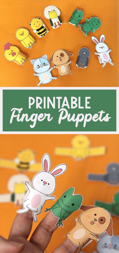 Animal Paper Craft, Wooden Spoon Puppets, Paper Peonies Tutorial, Paper Craft Ideas For Kids, Craft Ideas For Beginners, Finger Puppet Patterns, Printable Toys, Puppets For Kids, Puppets Diy