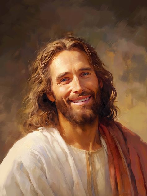 Jesus Laughing, Jesus Smiling, Smiling Portrait, مريم العذراء, Jesus Drawings, Jesus Artwork, Jesus Christ Painting, Jesus Christ Artwork, Maria Magdalena