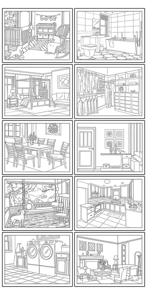 10 Free Printable House Coloring Pages (Beautiful Home Pictures for Kids or Adults) Tiny House Drawing, House Coloring Pages, Perspective Drawing Lessons, House Colouring Pages, Perspective Drawing, House Drawing, Coloring Book Art, Cute Coloring Pages, Home Pictures