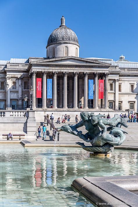 The National Gallery in London, England is one of the best museums in London. Click through for more pictures on the A Lady in London blog.   #london #museum #gallery #england Days Out In London, Weekend In London, London Itinerary, London Attractions, London Landmarks, London Tours, London Museums, Trafalgar Square, Houses Of Parliament