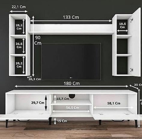 Simple Tv Unit Design, Tv Shelf Design, Tv Rack Design, Tv Showcase Design, Bad Room Design, Wardrobe Shelving, Wall Mounted Tv Unit, Rak Tv, Tv Showcase