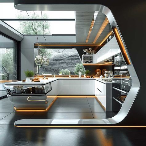 Technology In Interior Design, Futuristic Interior Architecture, Future Homes Technology, Futuristic Home Design Interiors, House Design Futuristic, Modern Interior Architecture, Villa House Design Dream Homes, Innovative Interior Design, Futuristic House Design Interiors