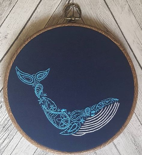 String Art, Whale Embroidery Pattern, Whale Embroidery, My Own Home, New Embroidery, A Whale, Hand Embroidery Pattern, Blue Whale, Diy Pattern