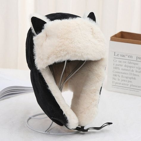 Cute Cat Ears Russian Hat - Premium Cotton - Street-ready - Harajuku district style Material: Cotton Size: 28.0 cm x 22.0 cm x 7.0 cm Head circumference: 55-59cm Cat Ears Cap, Cat Ears Hat, Gatto Carino, Russian Hat, Výtvarné Reference, Ear Flap Hats, Warm Winter Hats, Hat Winter, Cat Hat