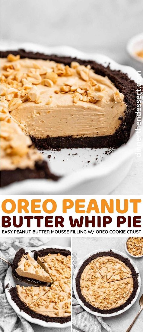 Essen, Pb Pie Oreo Crust, No Bake Cream Cheese Peanutbutter Pie, No Bake Pb Pie, Buckeye Pie No Bake, Peanut Butter Whipped Cream Dessert, Peanut Butter Cool Whip Pie, Peanut Butter Chocolate Cream Pie, Peanut Butter Oreo Pie