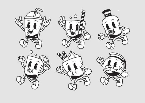 1920s Cartoons Character Design, 1940 Cartoon Style, Retro Cartoons Characters, Vintage Cartoon Faces, 50s Cartoon Character, Vintage Cartoon Animals, 1950s Cartoon Illustration, 40s Cartoon Style, 1920s Cartoon Style