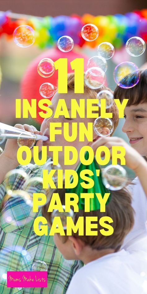 Summer Outdoor Party Games, Kids Garden Party Games, Toddler Birthday Party Games Outdoor, Summer Party For Kids Ideas, Park Party Games For Kids, Party Games For Kids Outdoors, Kids Outdoor Birthday Party Games, Easy Yard Games, Simple Kids Party Games