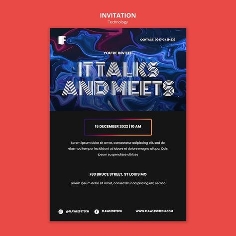 PSD flat design technology template | Premium Psd #Freepik #psd #technology-social-media #event-invitation #festival-invitation #event-design Event Invitation Card Design, Festival Invitation, Technology Event, Tech Event, Event Invitation Design, Technology Template, Media Event, Design Technology, Event Flyer