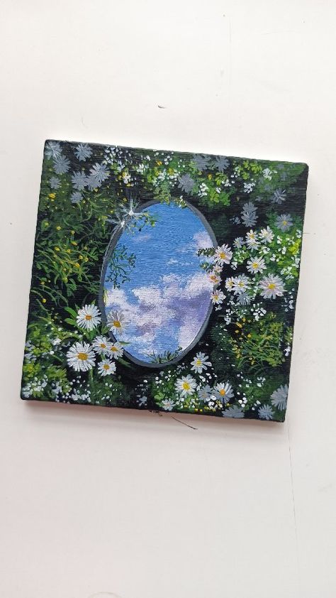 Sky Art Painting, Small Canvas Paintings, Flower Painting Canvas, Easy Canvas Art, Simple Canvas Paintings, Cute Canvas Paintings, Seni Cat Air, Easy Canvas Painting, Sopot