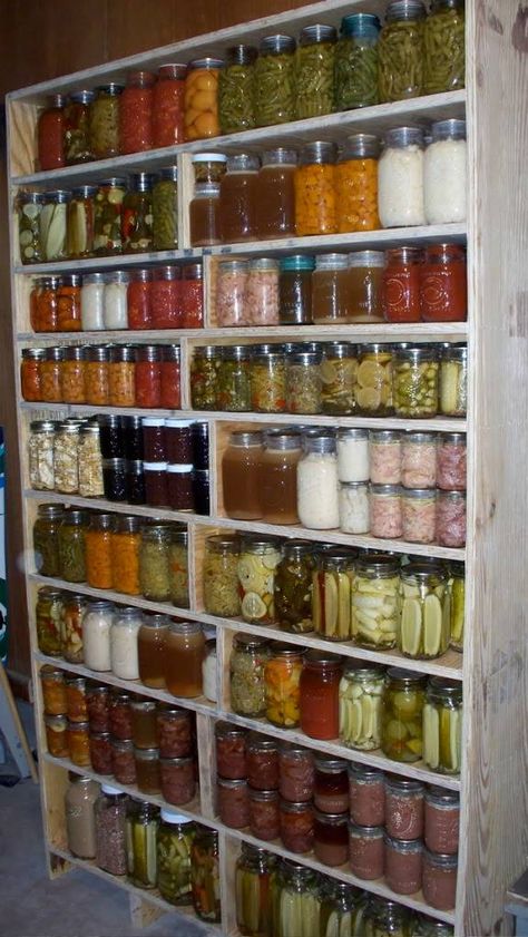 How To: Cabinet For Storing Canned Goods or Heavy Items - Survivalist Forum Home Canning, Storing Canned Goods, Canning Jar Storage, Canning Food Preservation, Canned Food Storage, Root Cellar, Canned Goods, Jar Storage, Pantry Shelf