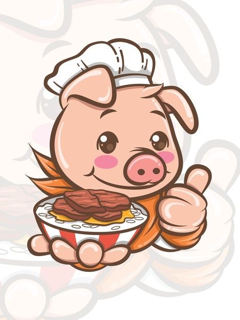 Cute chef pig cartoon character presenti... | Premium Vector #Freepik #vector #food #restaurant #character #cartoon Pork Food, Pig Logo, Happy Pig, Pig Character, Cute Piglets, Pig Drawing, Chicken Painting, Pig Cartoon, Cafe Art