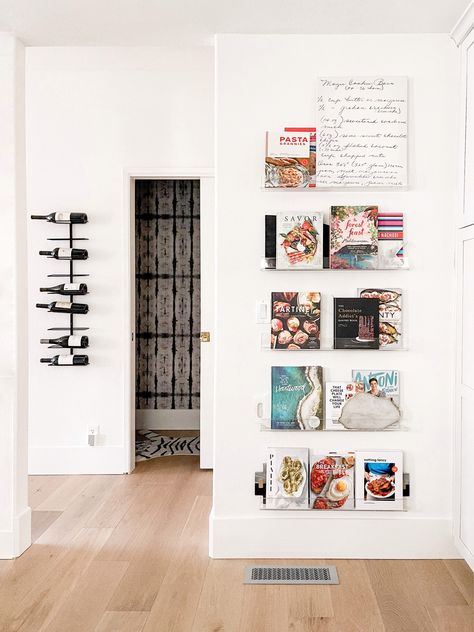 Unbreakable Invisible Floating … curated on LTK Cook Book Display Wall, Floating Shelf Cookbooks, Kitchen Shelves Books, Floating Shelves Cookbooks, Display Recipe Books In Kitchen, Statement Kitchen Wall, Kitchen Wall Styling, Narrow Kitchen Wall Decor, Cook Books Display