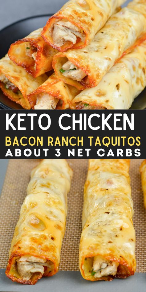 These quick and easy Keto Chicken Bacon Ranch Taquitos are the perfect low carb appetizer or snack! Chicken Bacon Ranch Taquitos, Keto Chicken Bacon Ranch, Keto Chicken Bacon, Comidas Keto, Healthy Foods To Make, Low Fat Low Carb, Diet Recipes Easy, Keto Diet Breakfast, Boiled Egg Diet Plan