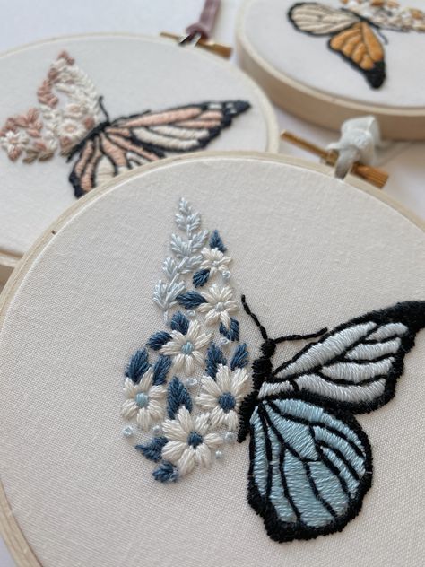 Butterfly embroider, butterfly, spring, cute butterfly, embroidery, embroidery ideas, spring crafts, cute spring gifts, unique gift ideas, butterfly gift, floral crafts, floral designs, embroidery designs, hand stitched, butterfly inspiration, embroidery inspiration, floral i spiration, cute handmade gifts, small business, cross stitch, needle point, diy crafts, easy crafts, simple embroidery, unique embroidery, embroidery ideas, cute gift ideas, perfect girl gift, gifts for her, gifts for girl Couture, Hand Embroidered Butterflies, Cute Floral Embroidery, Simple Embroidery Designs Flowers, Cute Butterfly Embroidery, Cat Embroidery Designs Free Pattern, Small Embroidery Gift Ideas, Small Embroidery Designs Simple, Unique Embroidery Designs Ideas