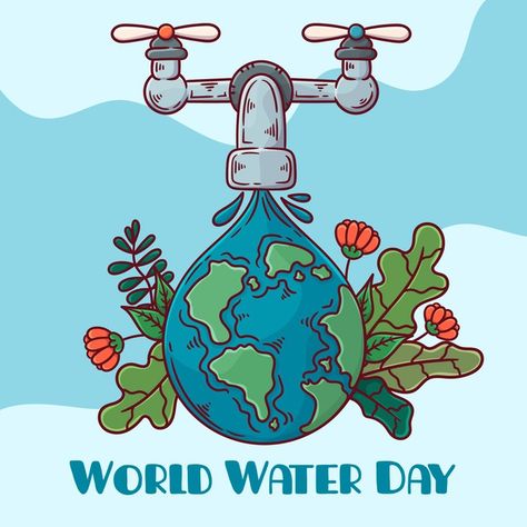 Hand Drawn, Water, World Water Day, Water Day, World Water, Vector Hand, Free Vector