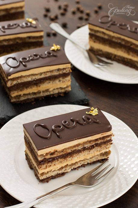 Opera Cake :: Home Cooking Adventure Resep Oatmeal, Chocolate Cake With Coffee, Opera Cake, French Cake, Chocolate Torte, Dessert Aux Fruits, Cake Chocolat, French Dessert, French Desserts