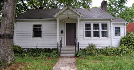 1920 Cottage Homes, 1950 Renovation House, 1930s Cottage House Exterior, 1950s Cottage Remodel, House With Small Windows, 1940s Exterior House, Small Bungalow Exterior Makeover, Small Bungalow Remodel, Rental House Renovation