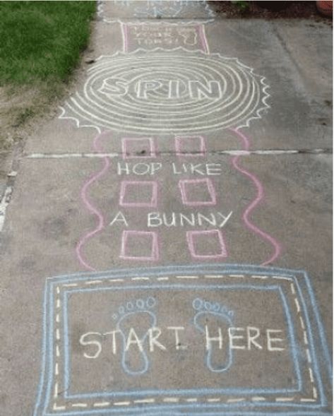 Sidewalk Chalk Activities, Obstacle Course Ideas For Kids, Chalk Ideas For Kids, Sidewalk Chalk Ideas, Driveway Chalk, Obstacle Course Ideas, Sidewalk Chalk Games, Chalk Activities, Field Day Games