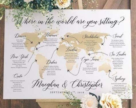 Travel Wedding Invitations, Aviation Wedding, Wedding Table Seating Chart, Wedding Table Themes, Wedding Table Seating, Tables Design, Candles Wedding, Travel Theme Wedding, Event Sign