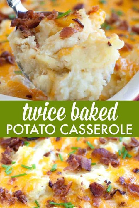 Twice Baked Potatoes Instant Pot, Twice Baked Potato Casserole, Loaded Baked Potato Casserole, Twice Baked Potato, Twice Baked Potatoes Casserole, Pasta Alfredo, Casserole Easy, Baked Potato Casserole, Potato Recipes Side Dishes