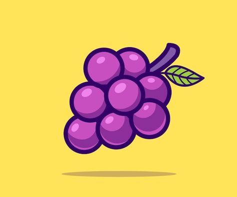 Cute Grape Drawing, Grape Illustration Drawing, Fruit Vector Art, Grape Cartoon, Fruit Illustration Art, Grape Vector, Grapes Drawing, Grapes Illustration, Grape Illustration