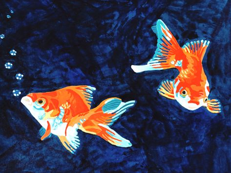 Goldfish Painting Acrylics, Painting Reference Photos Aesthetic, Goldfish Art Illustrations, Painted Goldfish, Goldfish Aesthetic, Goldfish Illustration, Goldfish Drawing, Goldfish Wallpaper, Goldfish Painting